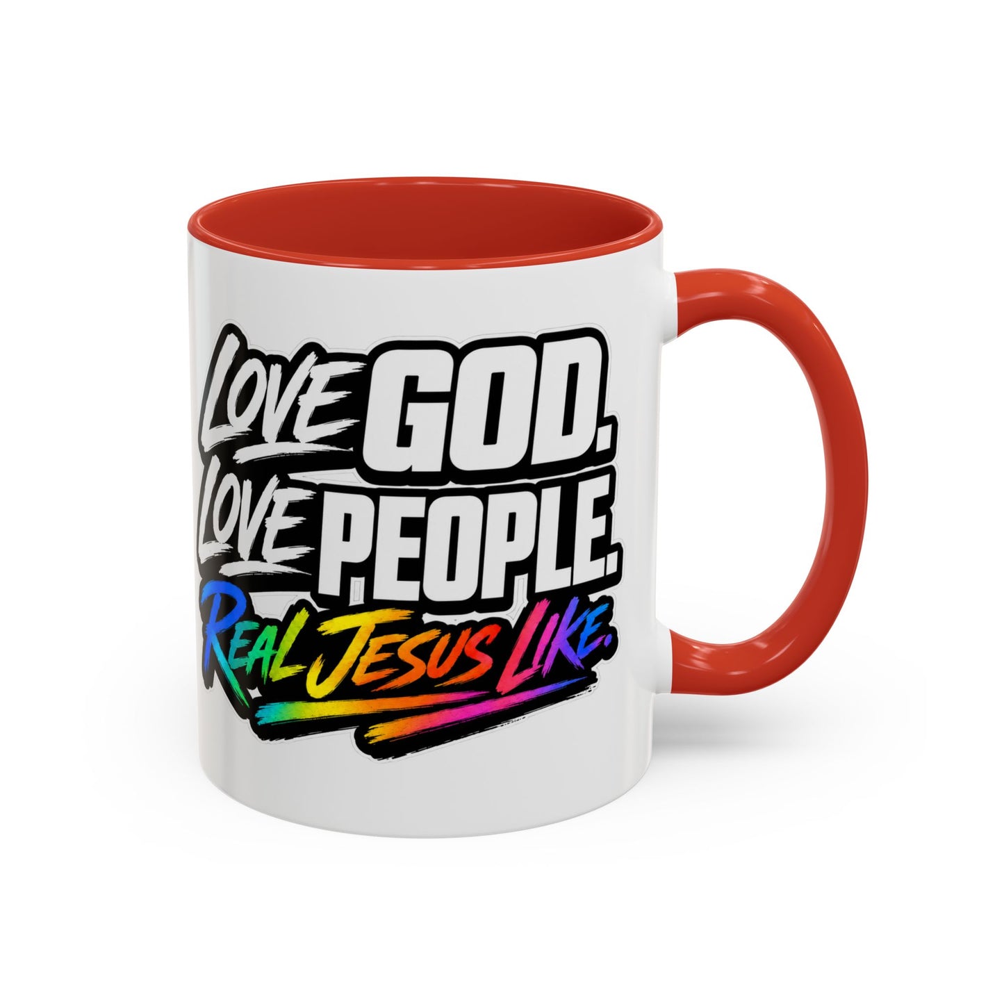Love God. Love People-Accent Coffee Mug