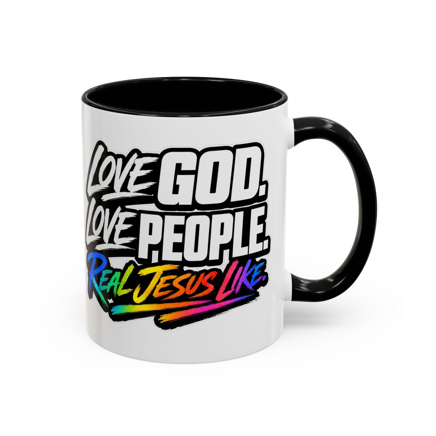 Love God. Love People-Accent Coffee Mug