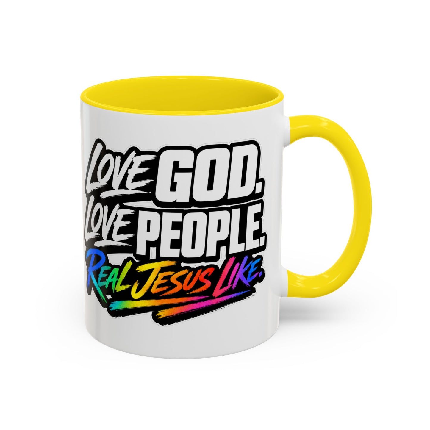 Love God. Love People-Accent Coffee Mug