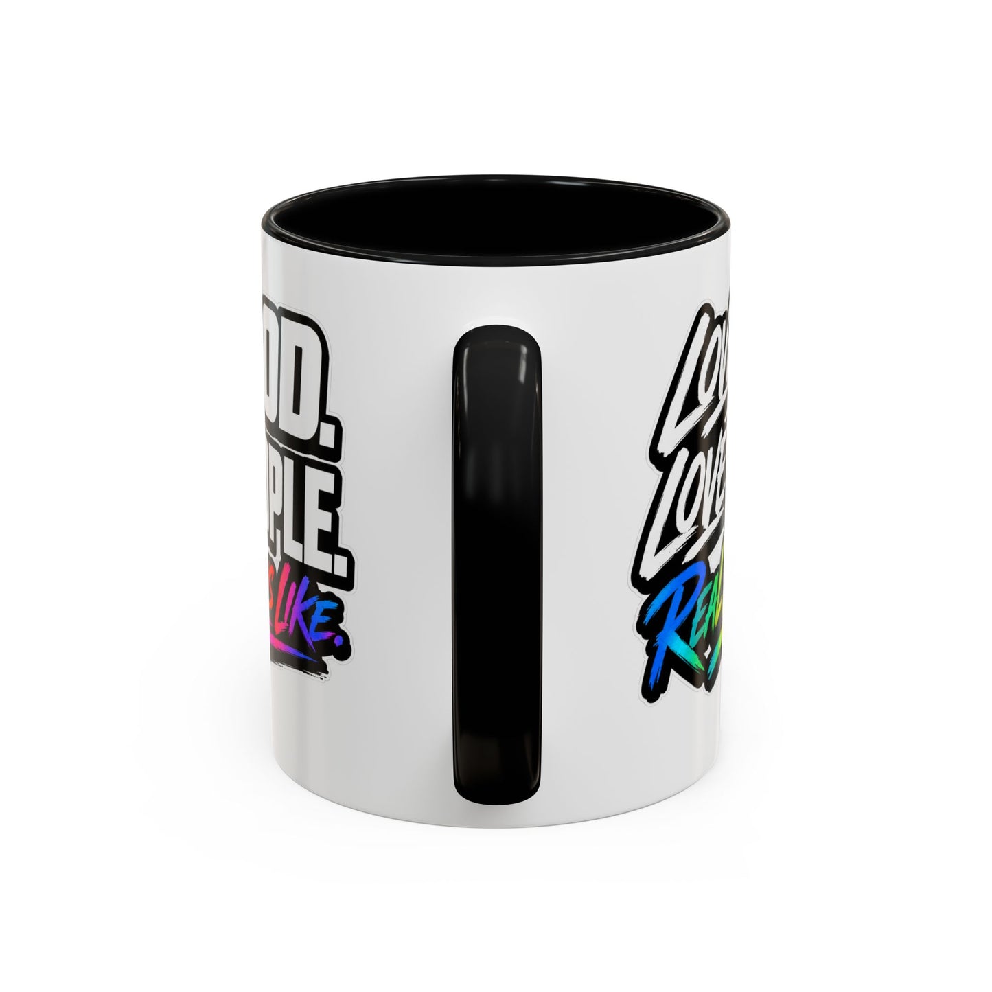 Love God. Love People-Accent Coffee Mug