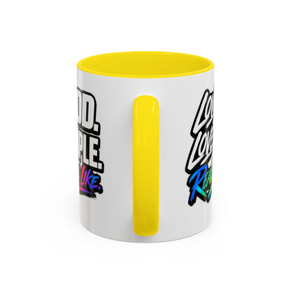 Love God. Love People-Accent Coffee Mug