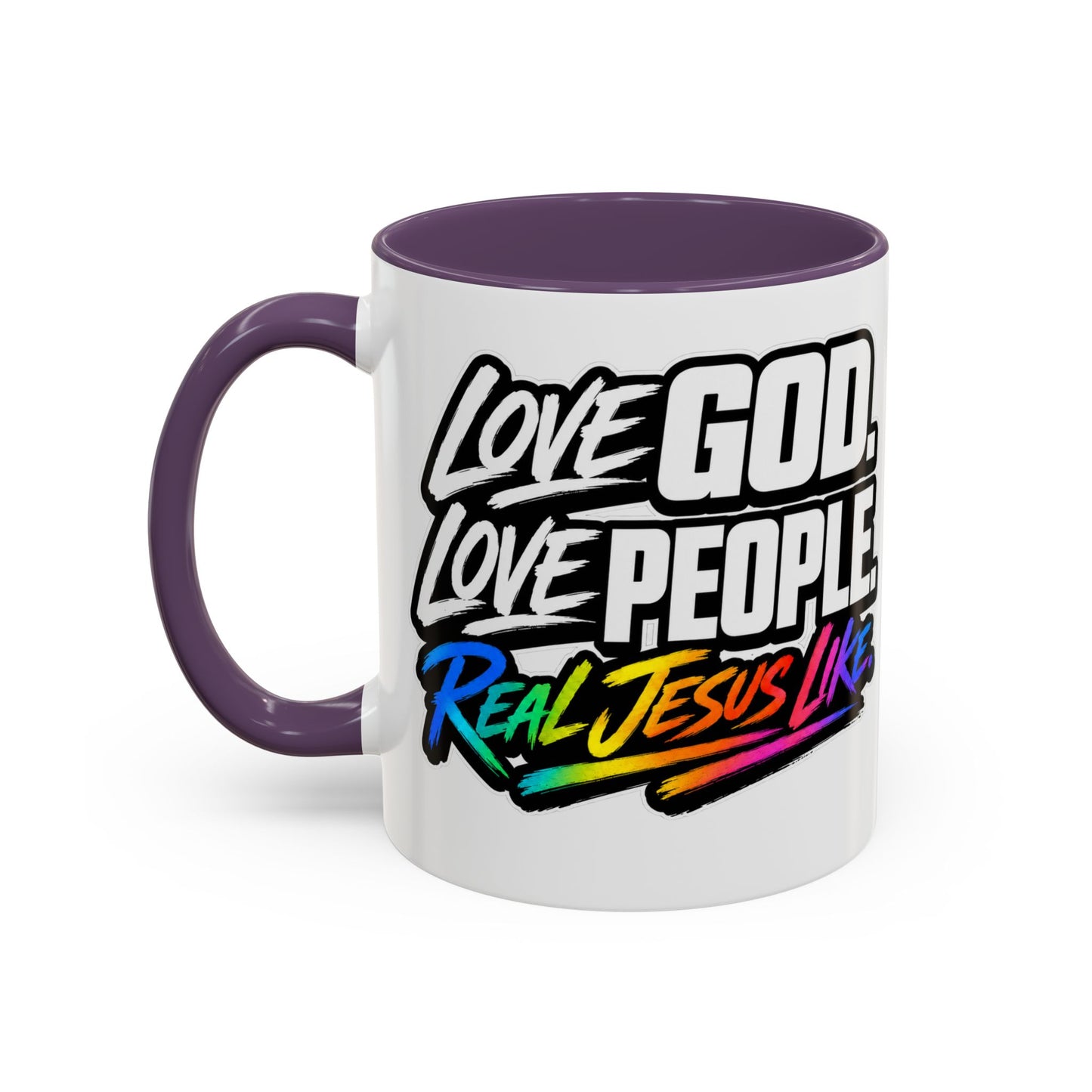 Love God. Love People-Accent Coffee Mug