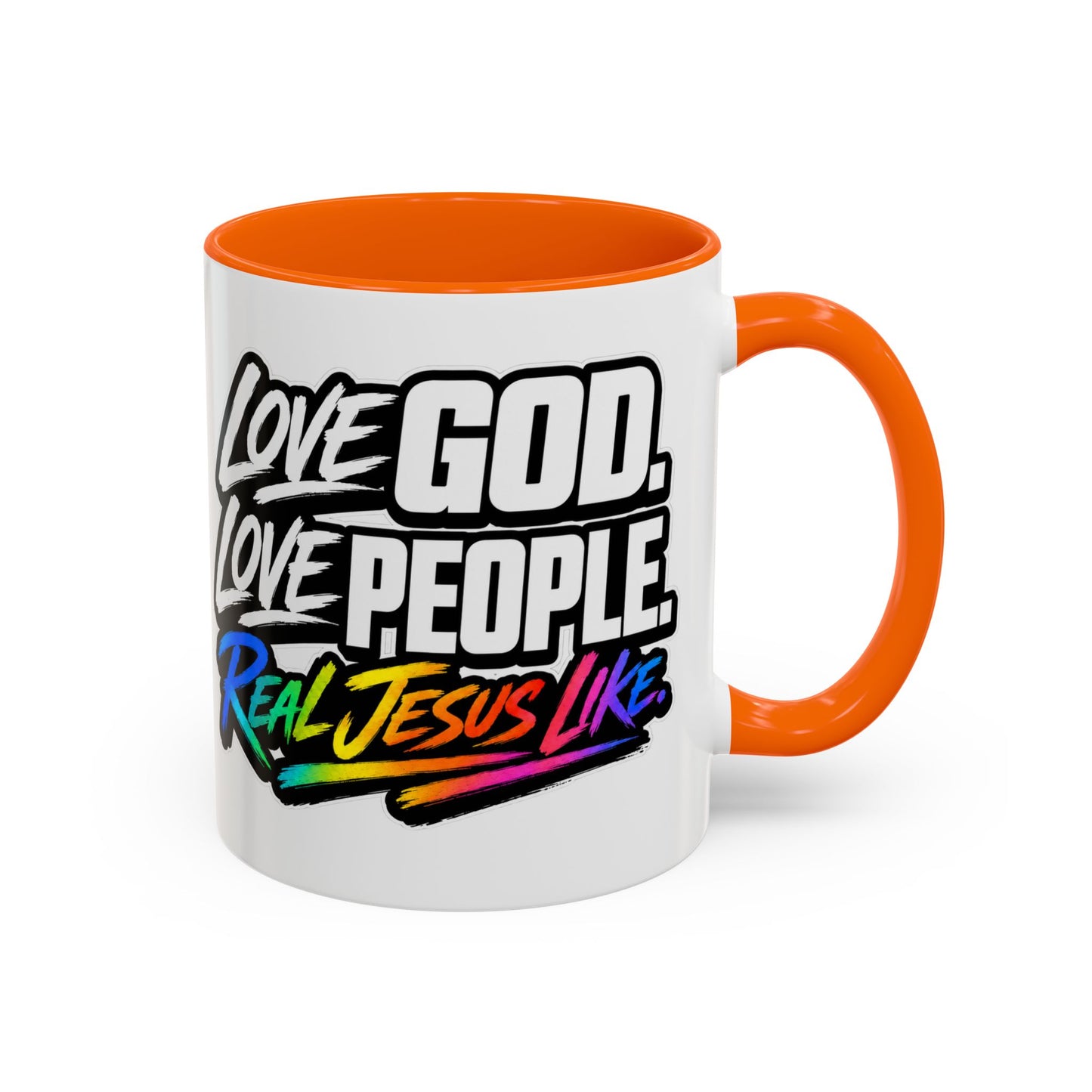 Love God. Love People-Accent Coffee Mug