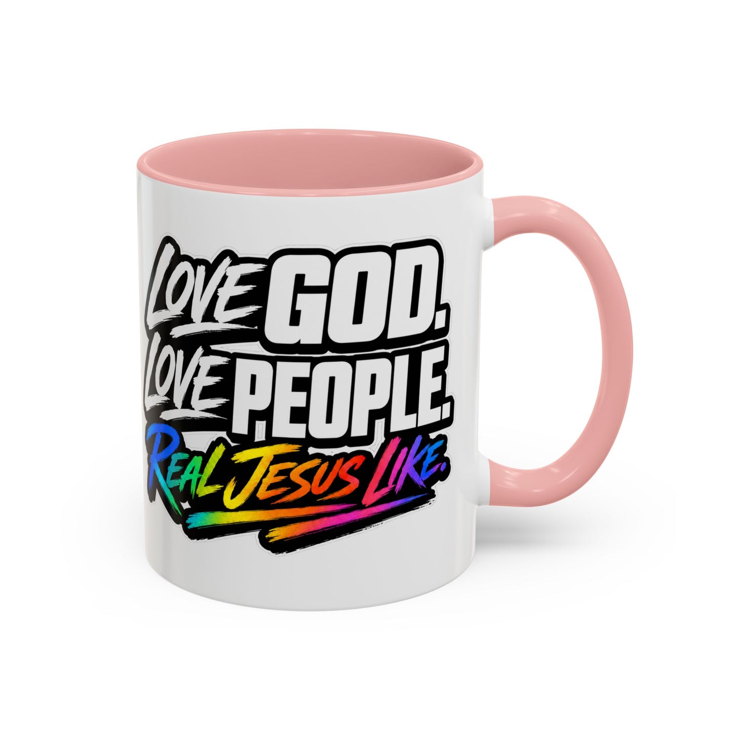 Love God. Love People-Accent Coffee Mug